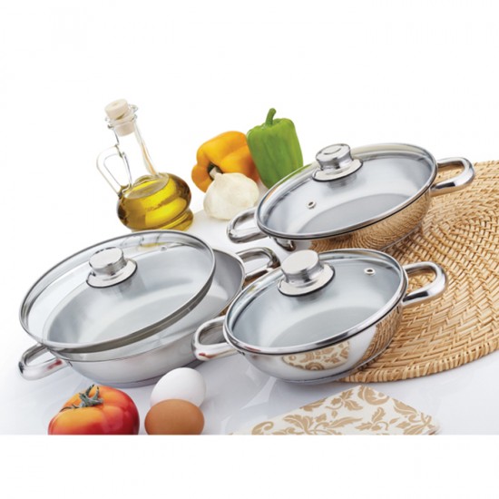 Gülsan Omlet Çelik Set (Cam Kapak) 6 Parça Gülsan Omlet Çelik Set (Cam Kapak) 6 Parça