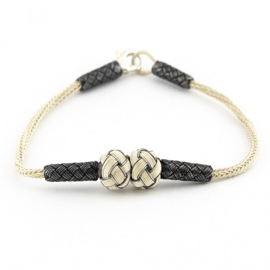 Gümüş Kazaziye Bileklik - Çift Top