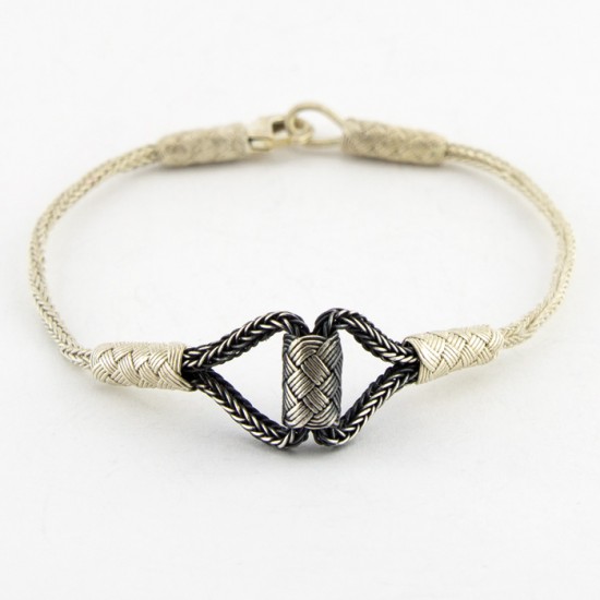 Gümüş Kazaziye Bileklik - Gemici Düğümü